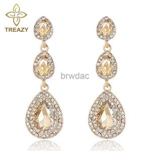 Dangle Chandelier TREAZY Luxury Champagne Crystal Earrings Gold Color Jewelry Fashion Female Bricons Wedding Long Big Drop Earrings For Women d240323