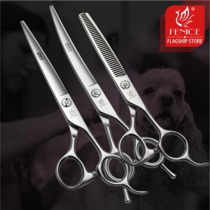 Scissors Fenice 6.5/7.0/7.5/8.0 Pet Grooming Scissors Set Dog Hair Cutting Shears Cutting Thinning Curved Scissor Kit