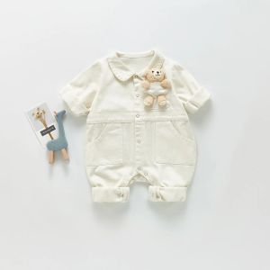 Pezzi baby rompers a maniche lunghe ragazzi neonati ragazze jean saltesuit da gioco gioche