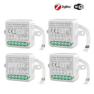 Control Tuya WiFi Zigbee Smart Switch Module Electrical Switching Breaker 1/2/3/4Gang Lighting Switch Module Mobile APP Control Alexa