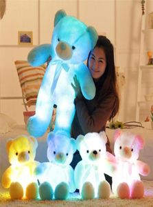 Plysch dollleksaker stor storlek färgglada glödande led nallebjörn kawaii lyser upp fyllda leksaksbarn julklapp3918279