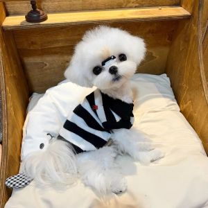 Camisolas pretas blusas brancas roupas de estimação para cães tricô de algodão cães roupas de algodão de algodão moda menina menina chihuahua yorkshire