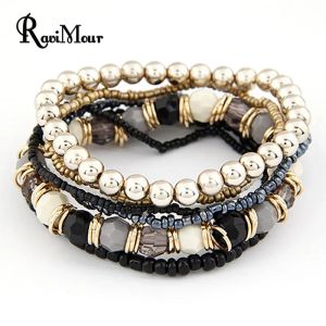 Strands 2017 Bohemian Fashion Schmuck Mutilayer Perlen Armbänder Armreifen für Frauen elastischer Strang Pulseras Mujer Femme Bijouterie