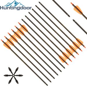 Rzutki 15 cali czysta strzałka węglowa 6pcs/12pcs/24pcs Huntingdoor Pure Carbhbow Scorsbow Schother Outdoor Rekotowanie łucznicze do polowania na kuszę