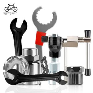 Strumenti kit di strumenti per la riparazione delle biciclette, estrattore per manovella, splitter a catena, taglierina, interruttore, rimodellamento del volano, mozzo della ruota bici, chiave a raggio, accessori MTB