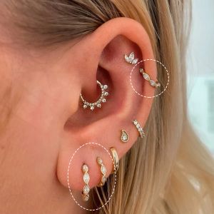 Kolczyki 6/8/10 mm Helise Conch Conch Ear Pieć Hoop Okrągłe kolczyki dla kobiet 1PC Inkrustowany cyrkon Gold Kolor Mini Circle Earing Biżuteria