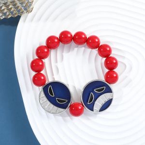 Strands Anime One Piece Portgas D Ace Rosso perle Accessori per la moda del braccialetto Accessori per feste