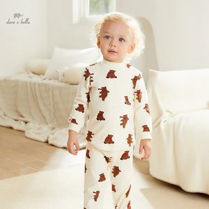 Dave Bella barns pojke pyjamas kostym hösten vinter mode casual bomull bekväm tryck söt tvådelar db4237431 240418