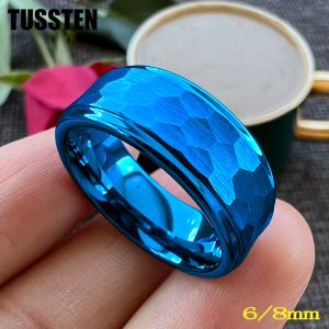 Anelli Tussten 6/8mm da uomo Donne Hammer Anello Elegante Tungsten Wedding Band Fine Finita Ottima Fit di lavoro per la lavorazione