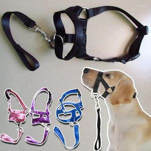 犬のアパレルバイト防止マズル調整可能なマウスロープ耐久性のあるアクセサリートレーニングヘッドカラーセーフプルバイトストラップハーネスなし