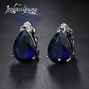 Earrings Fashion Water Drop Cubic Zirconia Clip Earrings With Elegant Blue Stone Earrings for Punk Girl Party Gift Pendientes Mujer Moda