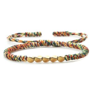 Strands fatti a mano tibetani buddisti perline di rame nodi braccialetti di bracciale buddha corda regolabile regolabile intrecciata braccialetti per donne uomini