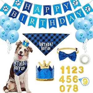 Dog Abbigliamento Banda in abbigliamento set da 15 pacchetti Accessori per feste carine per ragazze abbracci a bandiera Banner Ballons