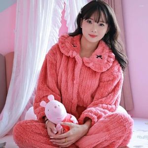 Abbigliamento per il sonno femminile 2024 Velvet corallo pigiama donna autunno inverno loungewwear a maniche lunghe peluche set di homewear di flanella caldo