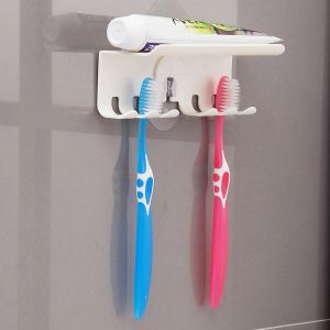toothbrush 4 Slots Wall Mount Toothbrush Holder Self Adhesive Toothbrush Storage Organizer for Shower Toothpaste & Toothbrush Hanger