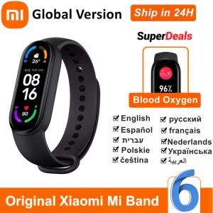 Wristbands Xiaomi Mi Band 6 Global Version Smart Bracelet 5 Color AMOLED Blood Oxygen Mi Smart Band Fitness Tracker Miband 6 Original Bend