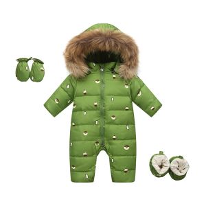 Coats 30 Degree Russian New Winter down jacket Baby girl clothes Snowsuit Real Fur Waterproof Boys Rompers Jumpsuit Toddler Snow wear