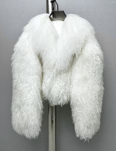 Women's Jackets 2024 Autumn/winter Long Wool Silk Fur Coat 1026