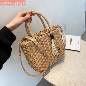 Frühlingsbeutel Frühlingsmodus-Mode Stroh kleiner Tasche für Frauen gewebter Strandquadrat Mini Crossbody Top-Griff Handtaschen