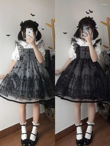 Casual Dresses Victorian Gothic Lolita JSK Dress Women Lace Bow Witch of the Cross Print Princess Party Mini Retro Y2K Sleeveless