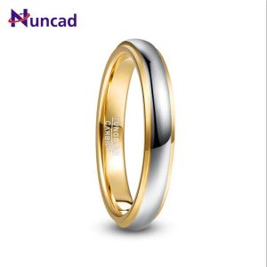 Bands 2019 T224R NUNCAD 4mm Width Domed Polished Step Gold Color Plating Tungsten Steel Men's Ring Wedding Band Tungsten Carbide Ring