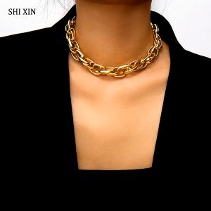 Halsband shixin punk överdriven tung metall stor tjock kedja choker halsband kvinnor goth mode nattklubb smycken kvinnlig chocker collier