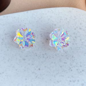 Ohrringe nicht durchbohrtes koreanischer Stil Buntes Blütenclip auf Ohrringen Süßes süßes blaues Harz Schmuck Blumenohrmanschette Hochzeitsfeier Geschenk