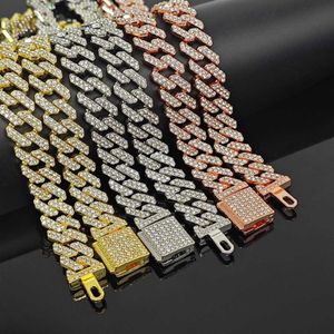 Womens Hip-hop Domineering Flip 12mm Full Set Diamond Ancient Small Chain Necklace