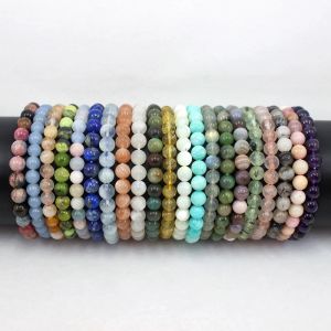 Strands Natural 6MM Fashion Stone Bracelets Tourmaline Amethyst Amazonite Moonstone Citrine Quartz For Men Women Jewelry Charm Cute Gift