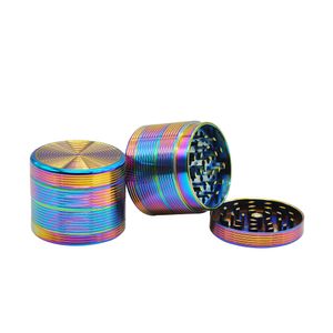 Smoke shop Screw Thread Tobacco Herb Grinder Zinc Alloy 50MM Diameter Dazzle Color 4 Layer Metal Tobaccos Grinders Crusher Dab banger smoke bowl