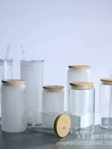 Tazze che vendono tazza di vetro di sublimazione muratura da 16 once a singolo strato cola trasparente per il trasferimento di calore in bottiglia di acqua