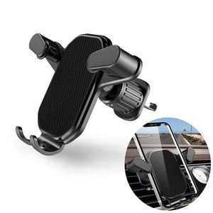 Mobiltelefonfästen Holders Universal Car Telefon Holder Gravity Mobile Stand GPS Support Car Air Vent Mount för iPhone 13 12 11 Pro Max XR Samsung Y240423