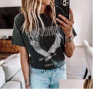 Kvinnor t-shirt super chic sommar rund nacke plover bomull kvinnor svart bing örn tryck tee za droppleveranskläder kläder tops t dhnkt89