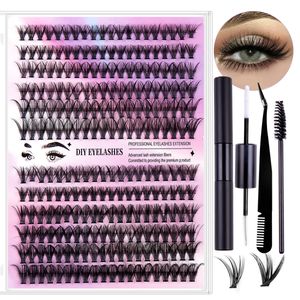 New DIY 12 Rows 30D+40D Large Capacity Eyelashes Set Clusters Lash Bond and Seal Makeup Tools Lashes Extension Kit With Tweezer/Eyelash Glue