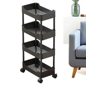 Racks förvaringsvagn på hjul multitier Slim Trolley Utility Organizer Shelf Rolling Cart for Home Storage and Organization Mobile