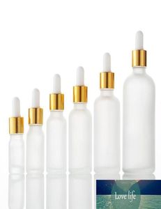 Whole Frosted E liquid Cosmetic Essential Oils Glass Bottles 5ml100ml Refillable Empty Bottle With Pipette Dropper And Gold C1108009