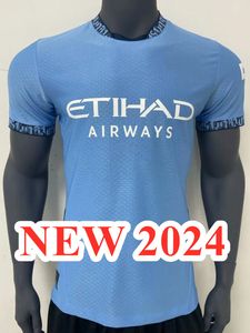 24 25 Haaland Soccer Jerseys Grealish Man City Sterling Mans Cities Mahrez FansバージョンDe Bruyne Foden 2024 2025フットボールシャツキッズキットセットユニフォーム