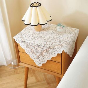 White Lace Tablecloth High-end Small Round Table Coffee Cloth Long Dining Bedside Cover Refrigerator Dustproof