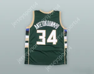 カスタム任意の名前番号メンズユース/キッズgiannis antetokounmpo 34ギリシャのフリークグリーンバスケットボールジャージートップステッチS-6xl