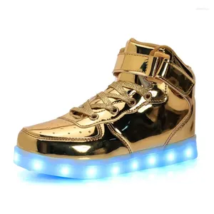 Casual Shoes USB Rechargeable Luminous Men's And Women's LED Light High-top Children's Fashion 2024