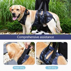 ハーネスフルボディ調整可能な犬を持ち上げるハーネスフロントレッグと後ろ足は、犬の援助と靭帯のリハビリのためにペットアクセサリーをサポートします