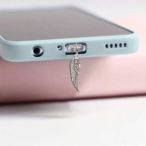 Cell Phone Anti-Dust Gadgets Mobile phone dust plug angel wing pendant alloy jewelry data cable charging port plug Y240423