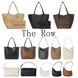 The Row Designer Bag Saco de ombro Half Moon Park Tote Bag Luxurys Bolsa Bolsa Lunhana Bolsas de balde Man Man Real Leather Clutch Satchel Shopper Bag 984