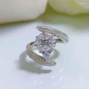 Clusterringe Spring Qiaoer 925 Sterling Silber Birnen Schnitt hoher Kohlenstoff -Diamant -Edelsteinring für Frauen Fine Schmuck Hochzeit Engagement