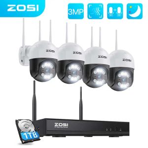 Камеры Zosi H.265 3MP Wirelss Security Camera System 2way Audio AI Detection 2k Ptz Wi -Fi Камеры Set 8Ch Video Supriallance Kit
