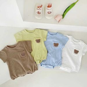 Rompers 2023 Summer Nuovo manica corta Body orso carino da orso sottile vestiti per bambini traspiranti