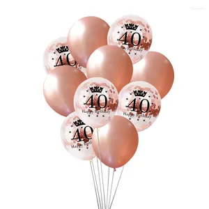 Party Decoration 10pcs 12inch 30 40 50 60 år gammal rosguld latex konfetti ballonger för män och kvinnor Grattis på födelsedagsjubileumsdekor
