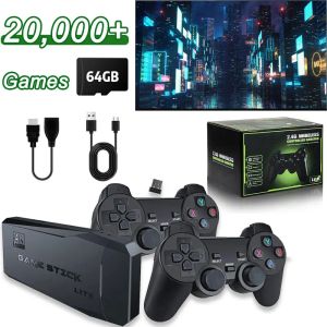 Konsole Przenośna konsola gier wideo 4K TV Game Stick 2.4G Dual Wireless Controller 20000 Games M8 Handheld Game Player 64 GB Machine