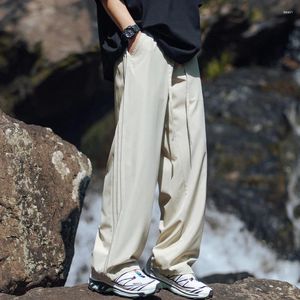 Мужские брюки корейская одежда одежда летняя классная ледяная шелк случайная свободная подгонка одежда спорт