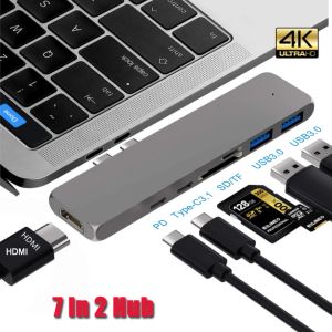 Drives USB C Hub Thunderbolt 3 Docking Station med HDMI 4K Typec 3.1 TF/SD Reader PD -laddning för Book Pro/Air M1 USB Port Hub